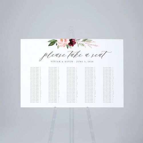 Beloved Floral Standard Seating Chart Large Dark Berry Standard Outdoor Corrugated L Seating