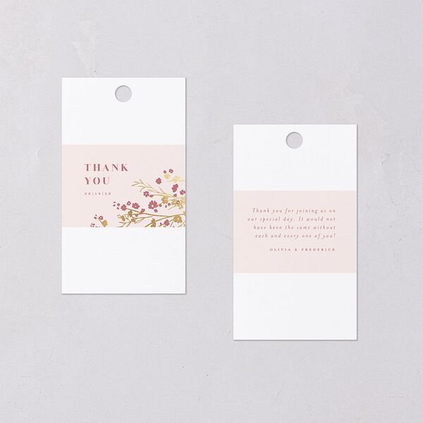 Cherry Blossoms Favor Gift Tags Gold Soft Pink Signature