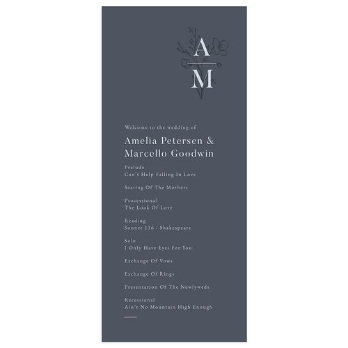 Rustic Monogram Wedding Programs Midnight Navy Signature