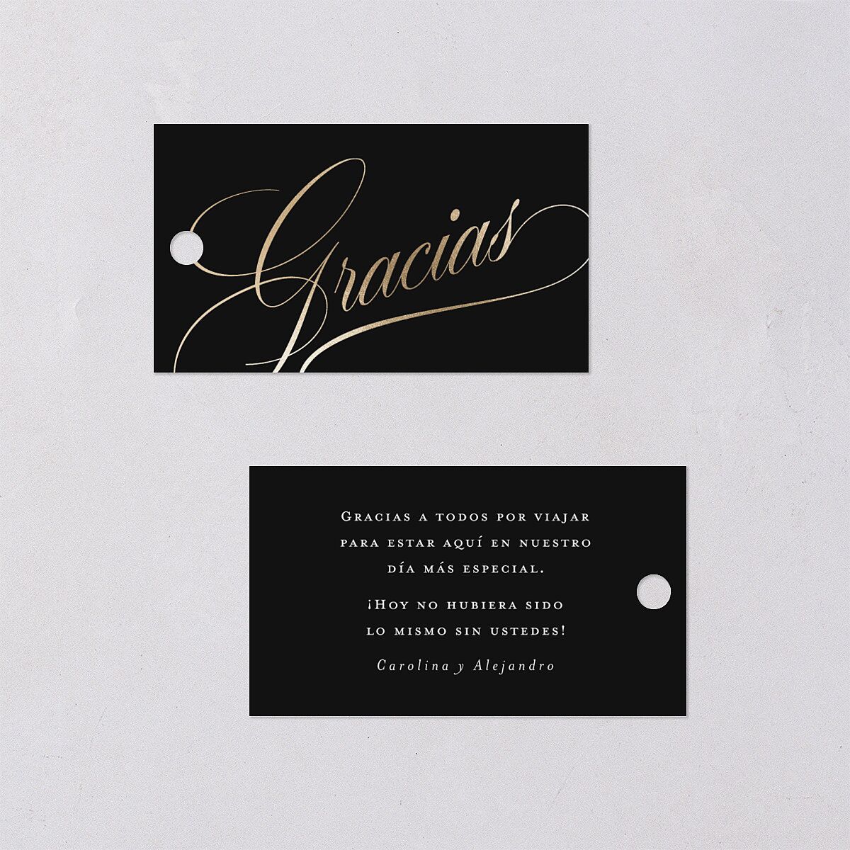 Nuestra Boda Favor Gift Tags Gold Charcoal Signature