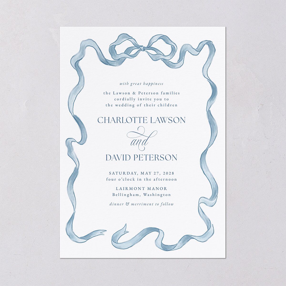 Vintage Bow Wedding Invitations — view 2