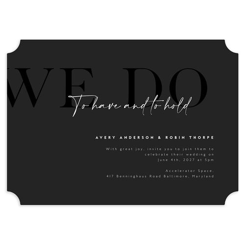 Modern Vow Wedding Invitations Charcoal Signature Blank No Ticket