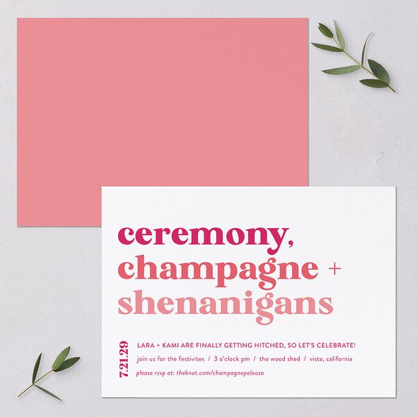 Vibrant Bold Wedding Invitations Hot Pink Signature Blank No Standard