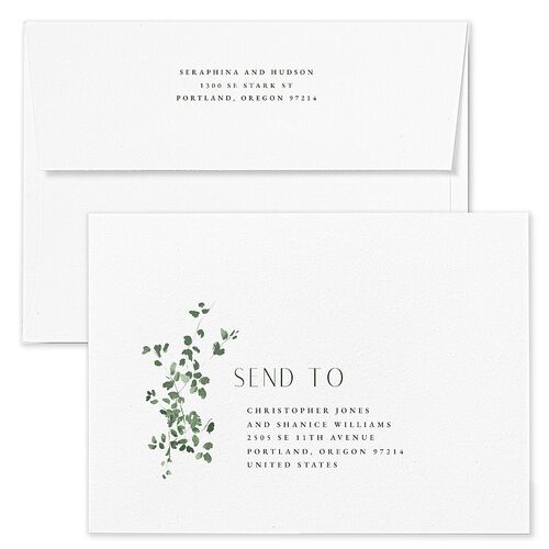 Cascading Florals Rehearsal Dinner Invitation Envelopes White Thyme Both Recipient and Return Addresses Signature Standard