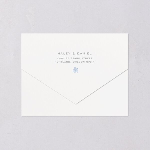 Vintage Hydrangea Frame All-in-One Wedding Invitations Dusty Blue Signature Light Both Recipient and Return Addresses No