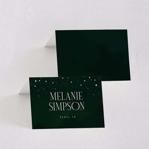 Sparkling Night Place Cards Dark Green Signature