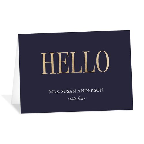 Polished Photo Foil Place Cards Navy Gold Signature