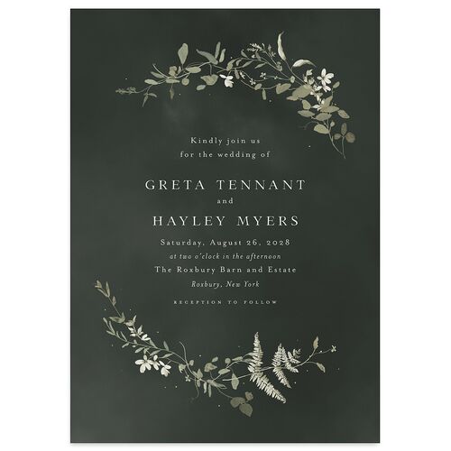 Twilight Greenery Wedding Invitations Dark Emerald Signature Blank No Standard