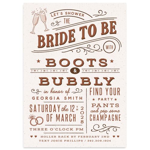 Western I Do BBQ Bridal Shower Invitations Saddle Signature Blank Standard