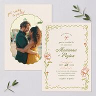 Whimsical Drawn Flowers Wedding Invitations Thyme Signature Blank No Standard