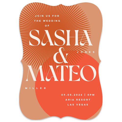 Retro Sunburst Wedding Invitations Burnt Orange Signature Blank No Bracket