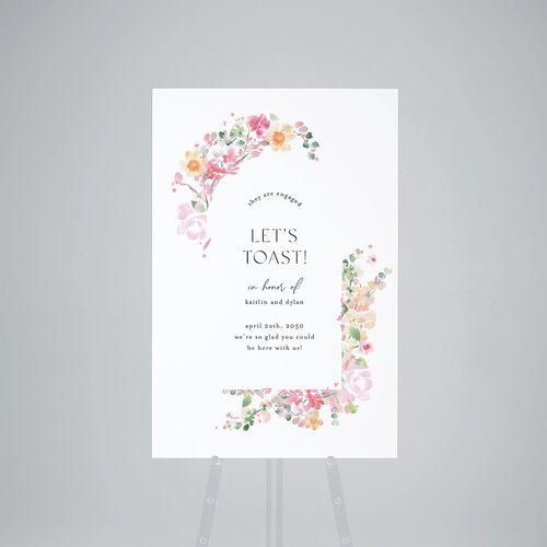 Pastel Flower Arch Engagement Party Welcome Signs Pink Cotton Standard Indoor Foam Core L Welcome
