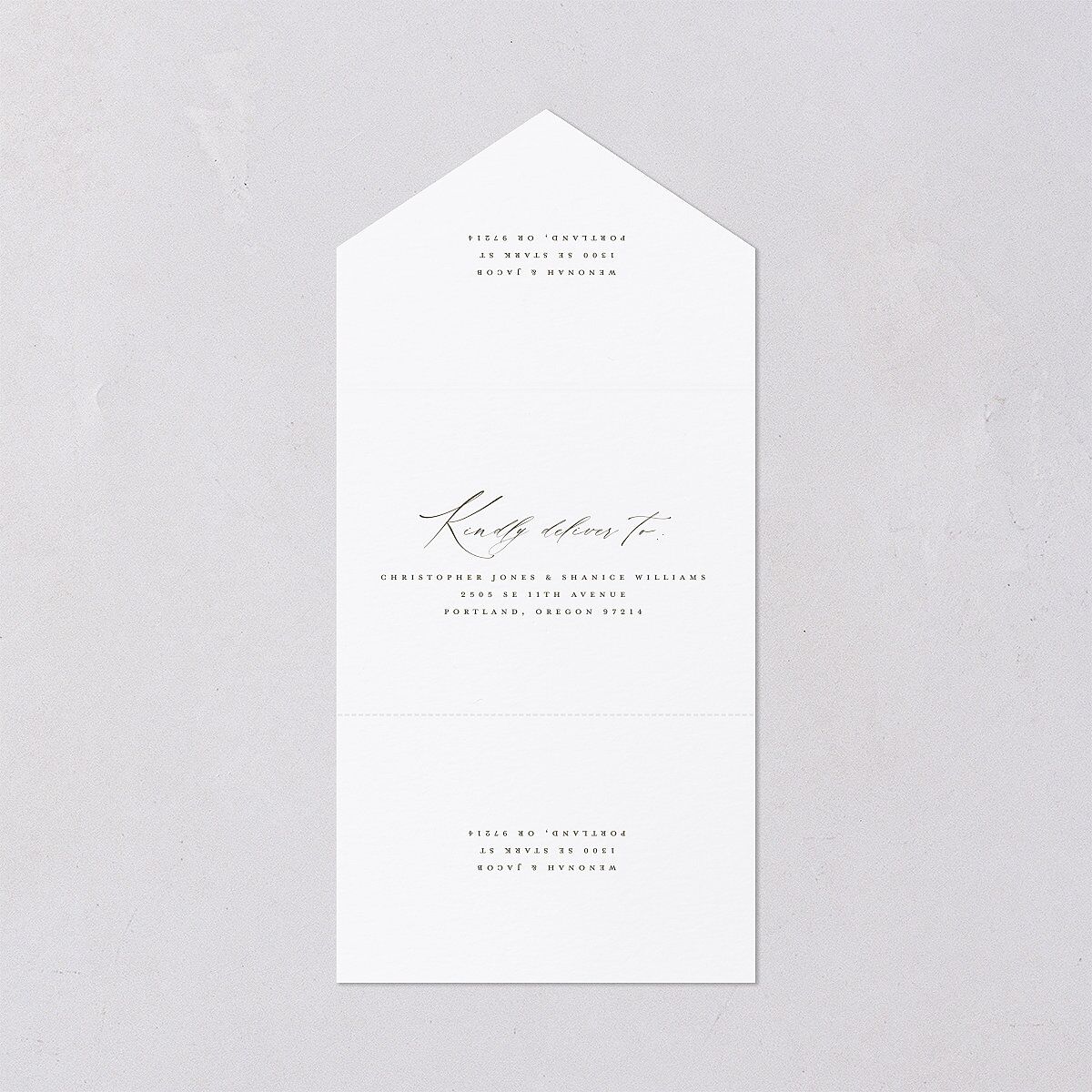 Western Valley All-in-One Wedding Invitations Sage Signature Light Both Recipient and Return Addresses No