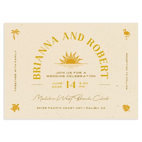 Beach Party Wedding Invitations Sand Signature Blank No Standard