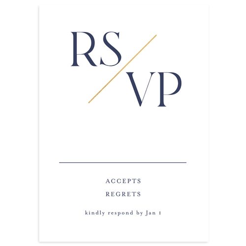 Monogram Slant Foil Wedding Response Cards Gold Navy Signature Standard