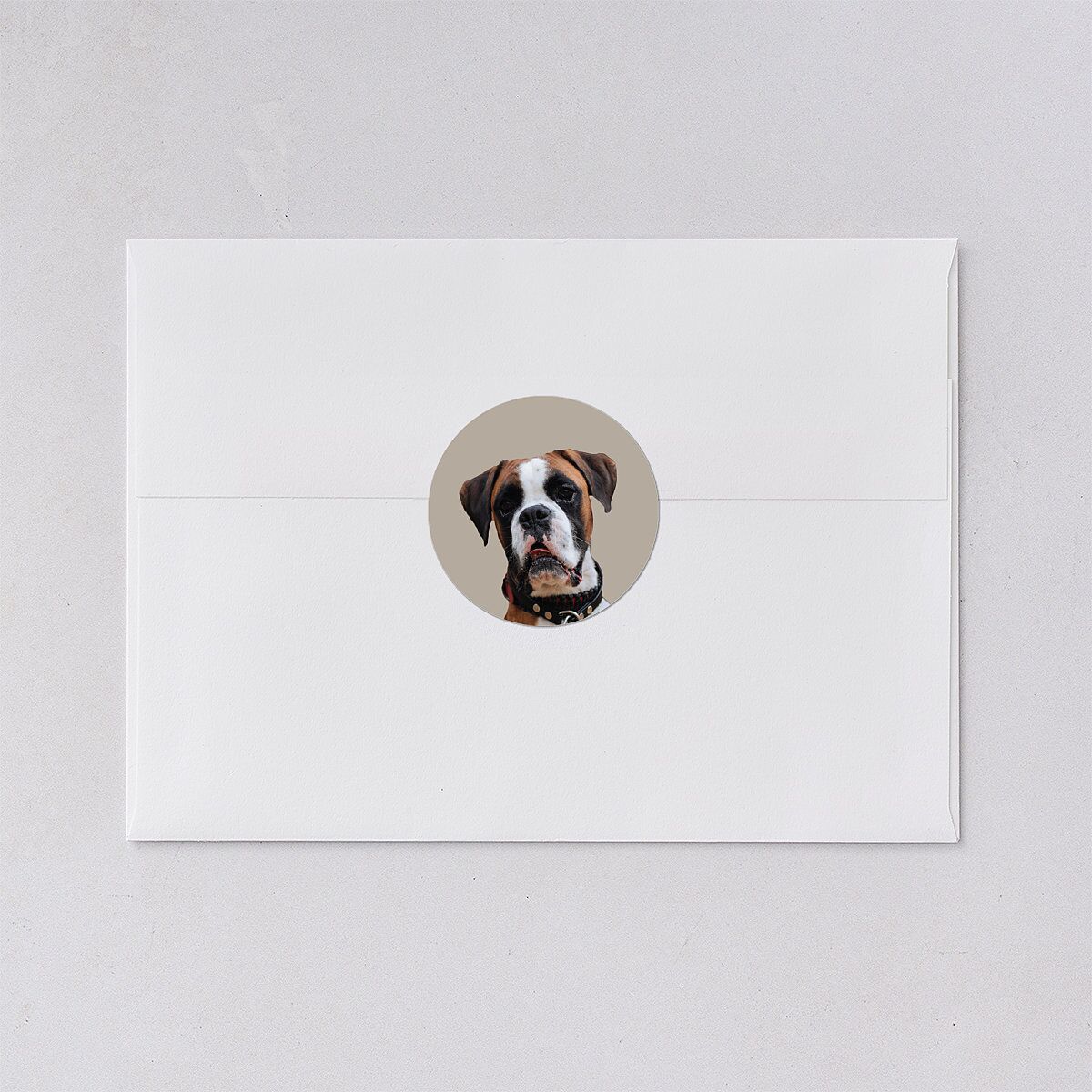 Checked Wedding Stickers Taupe Circle