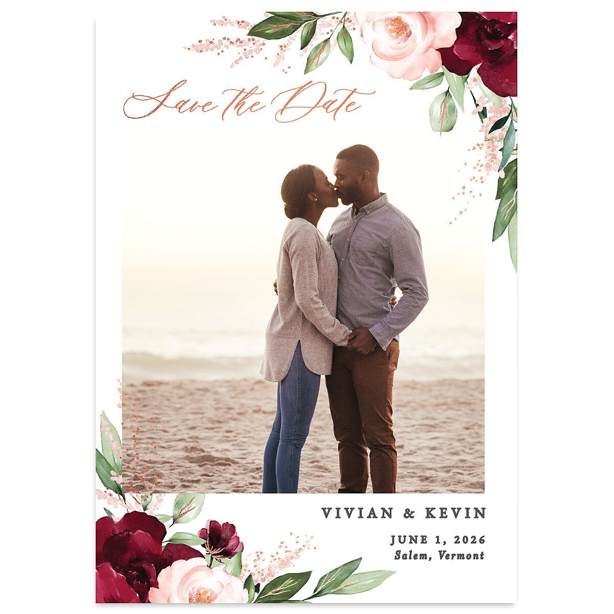 Beloved Floral Foil Save The Date Cards