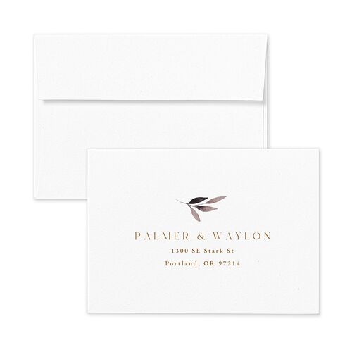 Gilded Blooms Wedding Response Card Standard Envelopes White Eggplant Return Address Signature Standard