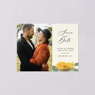 Sunflower Save the Date Petite Cards Cream Signature smooth Blank No Standard