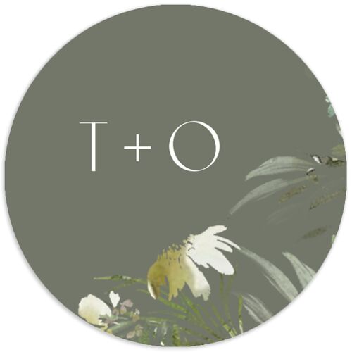 Gilded Greenery Wedding Stickers Deep Olive Circle