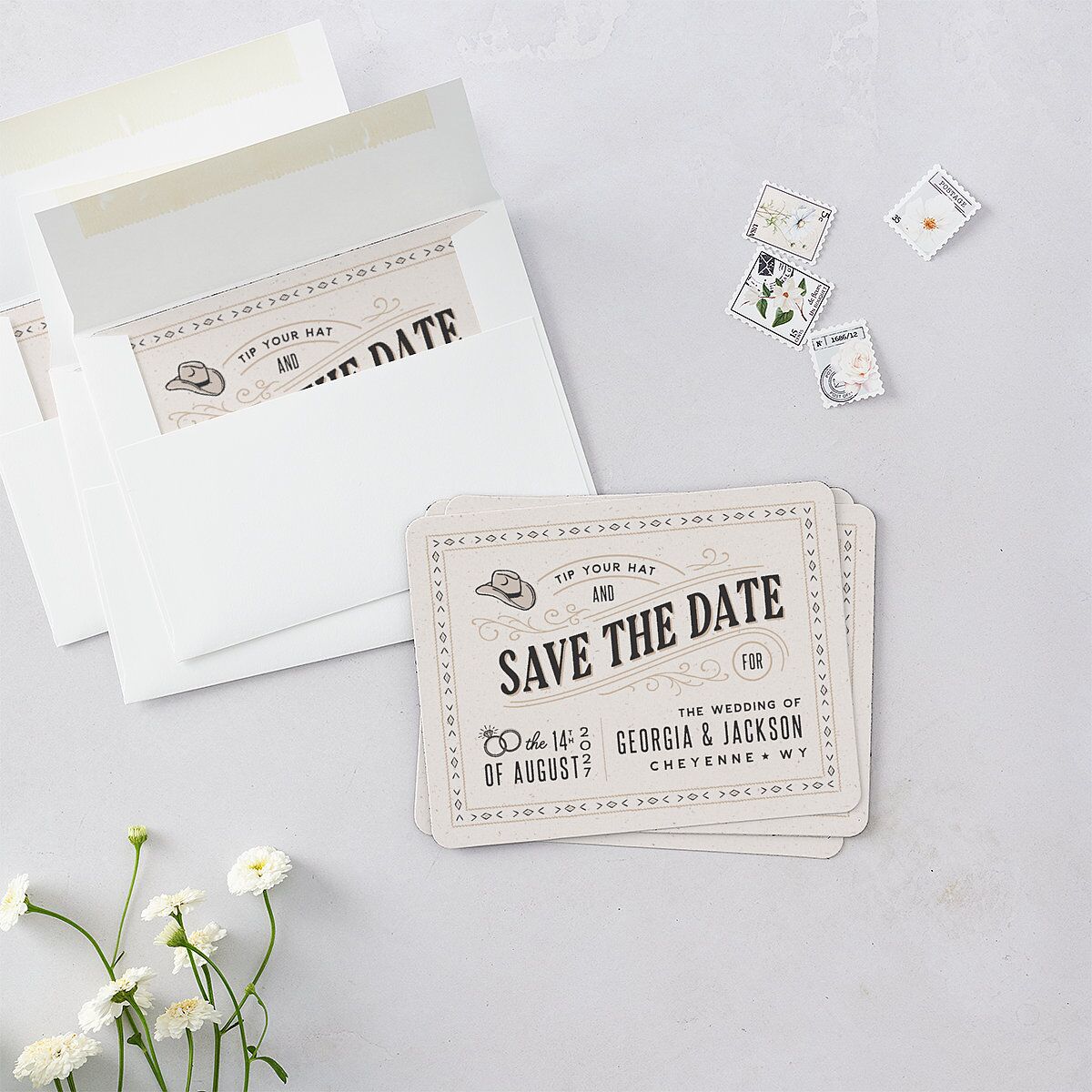 Western I Do BBQ Save The Date Magnets Taupe Magnet Paper