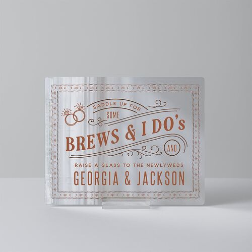 Western I Do BBQ Mirrored Acrylic Menu Tabletop Sign X-small Saddle Standard Mirrored Acrylic XS Tabletop Menu