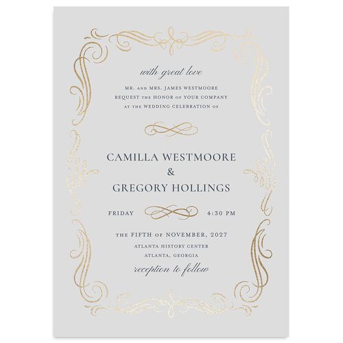 Antique Fairytale Foil Wedding Invitations Gold Midnight Navy Signature Blank No