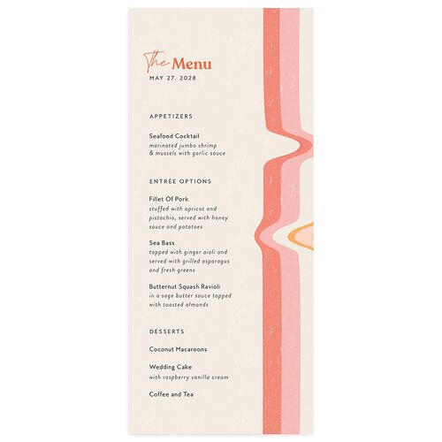 Groovy Lines Menus Coral Pink Signature