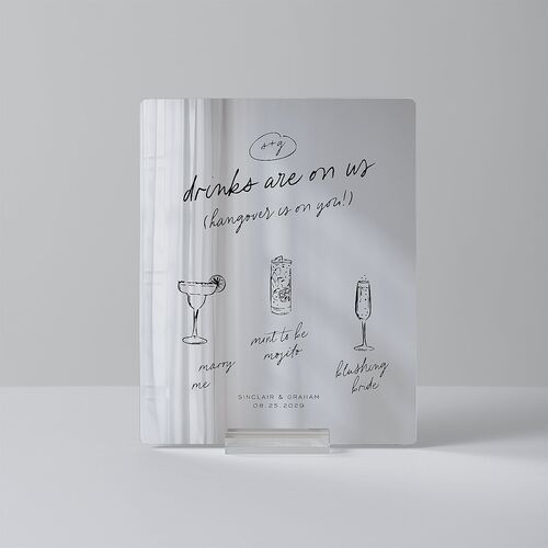 Sunny Day Modern Script Mirrored Acrylic Bar Tabletop Sign X-small Pure White Standard Mirrored Acrylic XS Tabletop Bar
