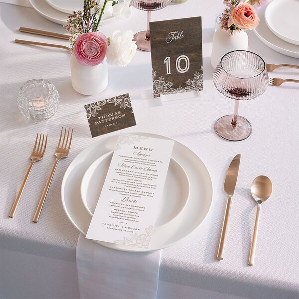 Woodgrain Lace Table Numbers Falcon Signature
