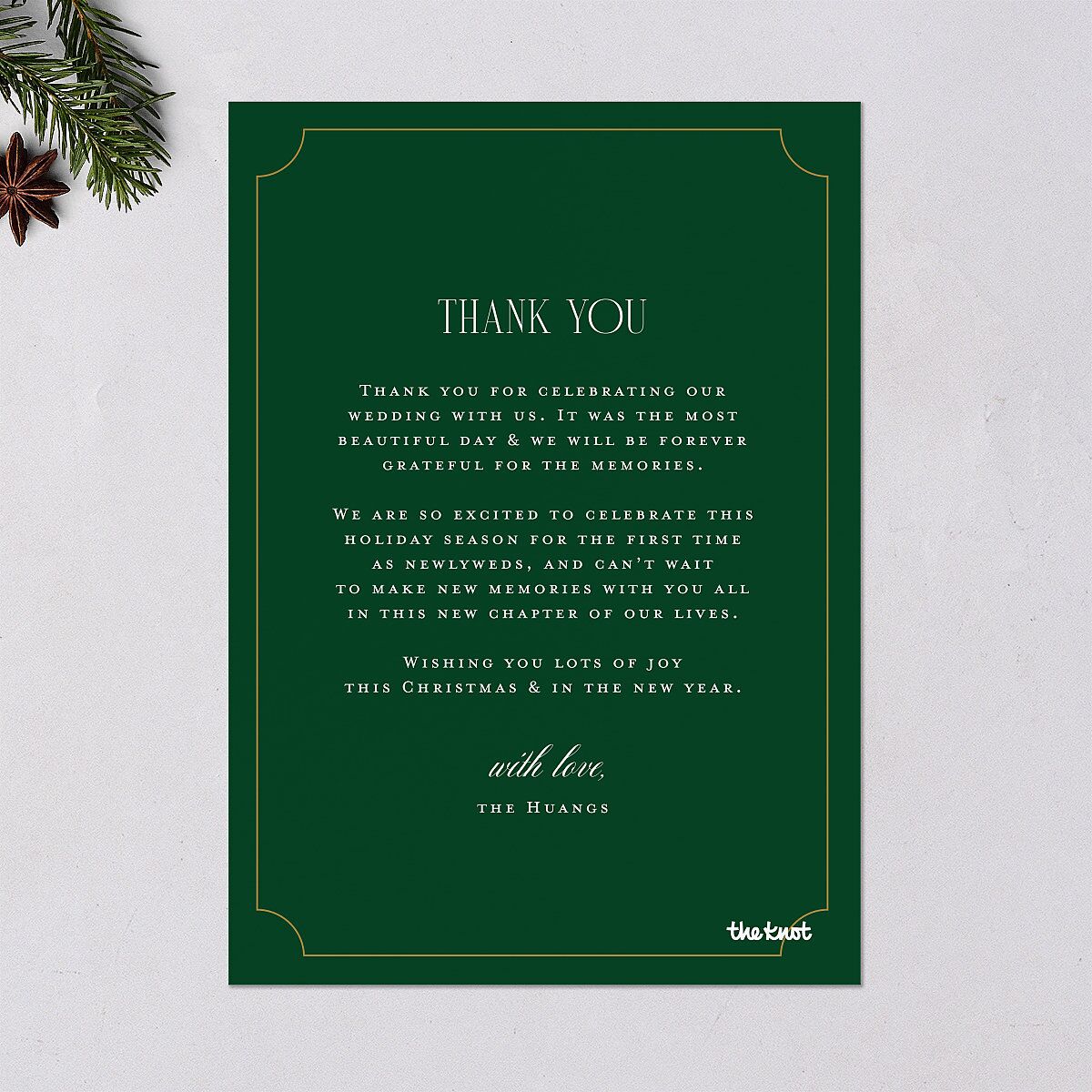 Elegant Monogram Greeting Holiday Cards Hunter Green Signature Blank Standard