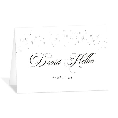 Fairytale Luxury Foil Place Cards Silver Pure White Signature