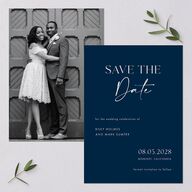 Modern Contrast Save The Date Cards Navy Signature smooth Blank No Standard