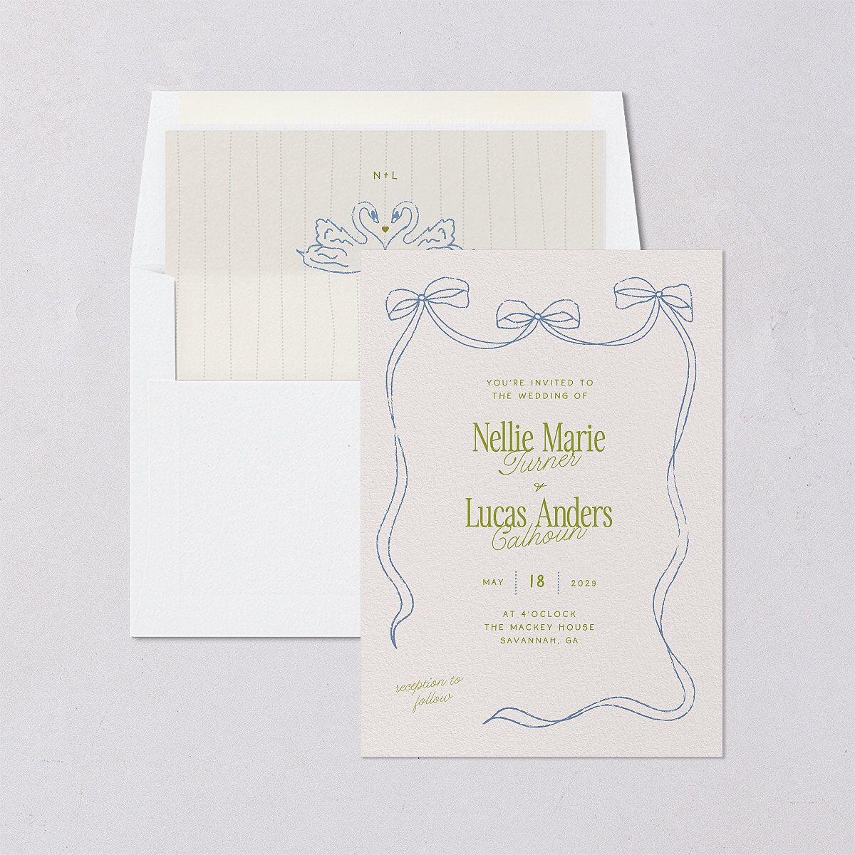 Modern Delicate Bows Envelope Liners Peridot Standard