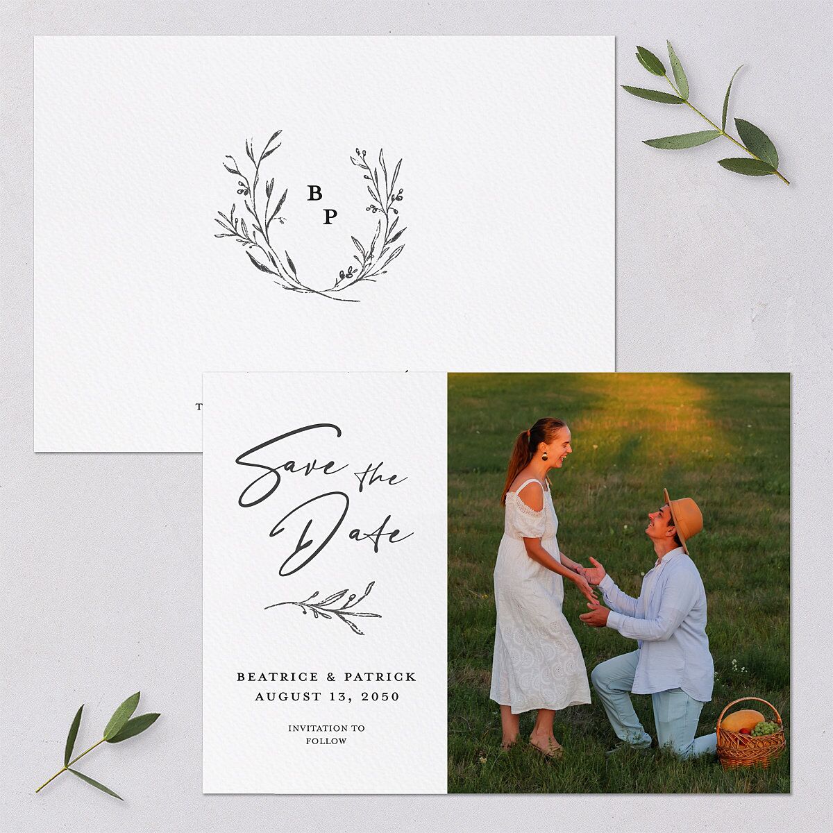 Romantic Setting Save The Date Cards — view 1