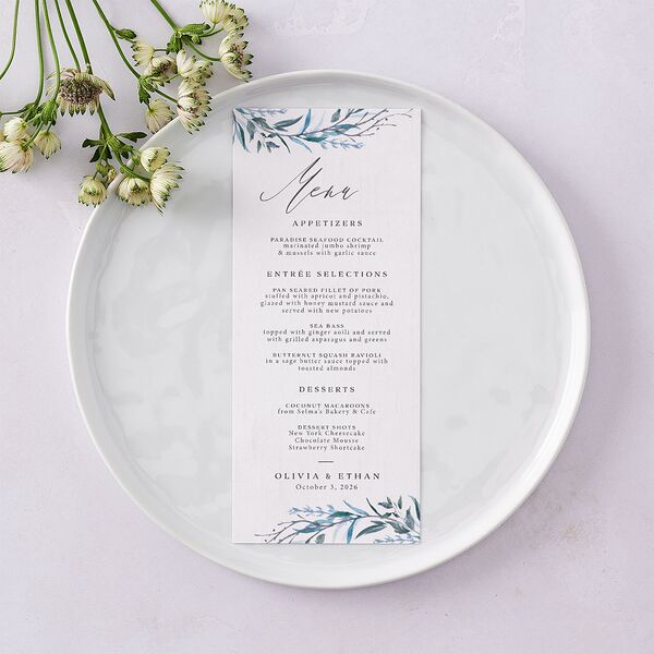 Natural Laurel Menus Cornflower Signature