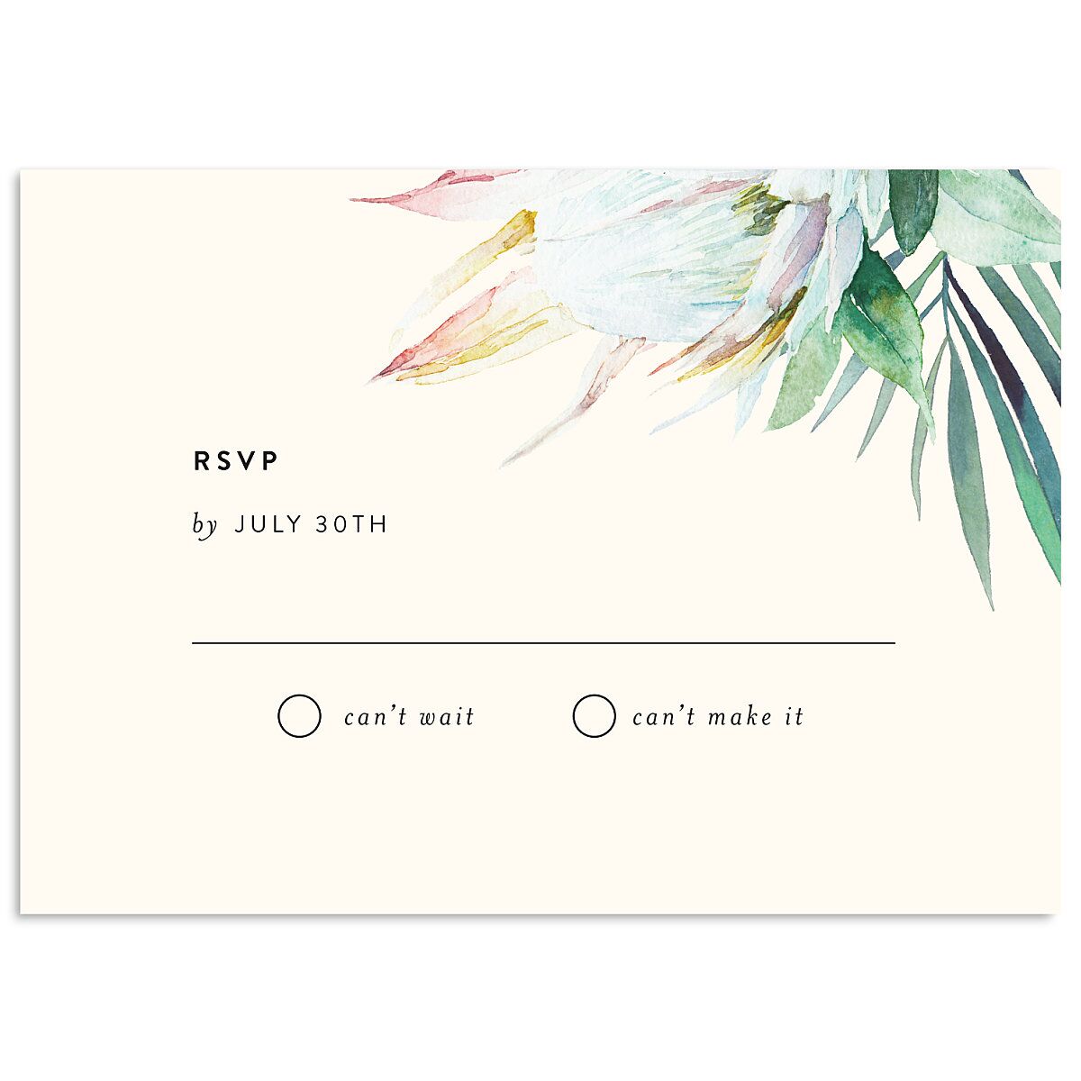 Palm and Protea Wedding Response Cards