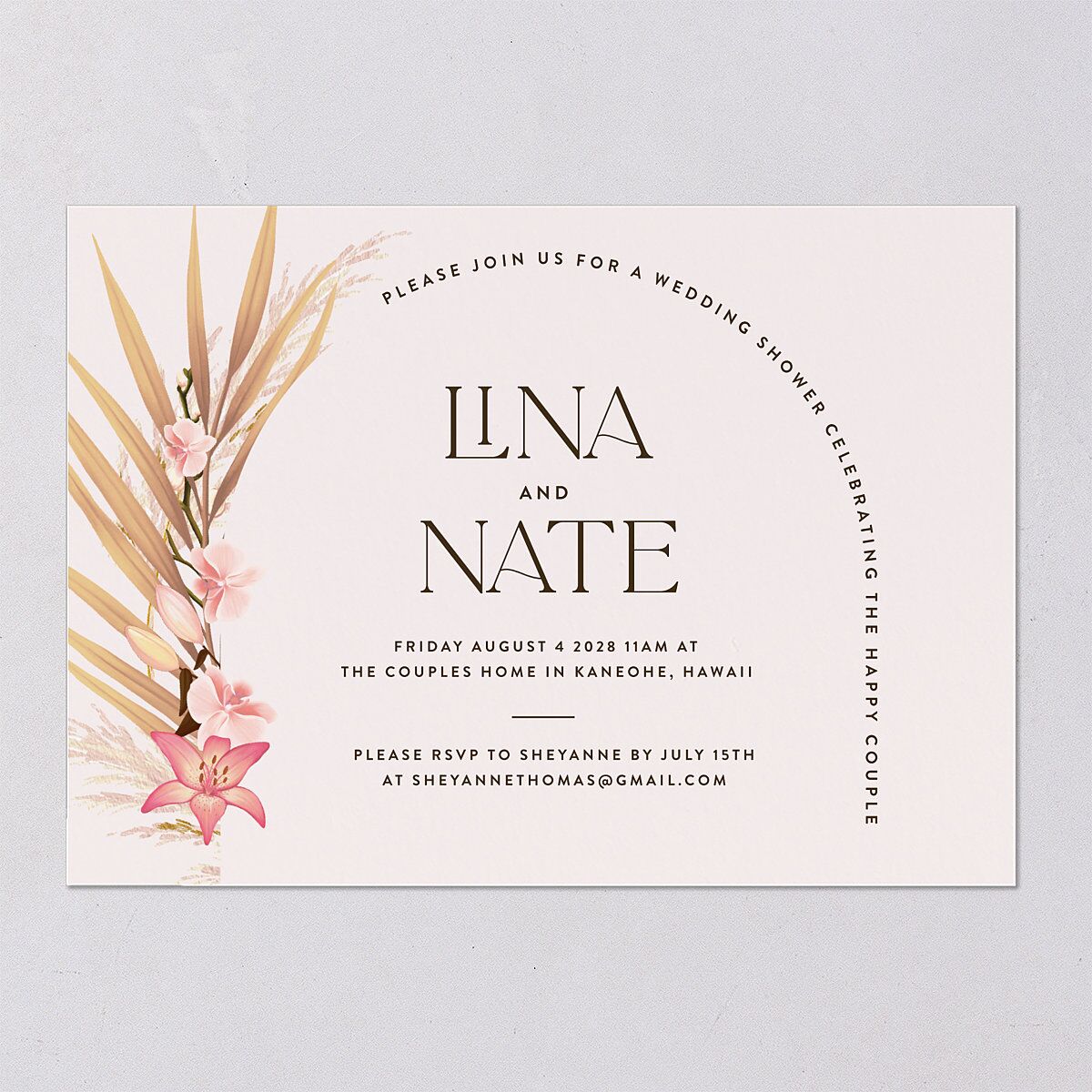 Tropical Oval Bridal Shower Invitations — view 6