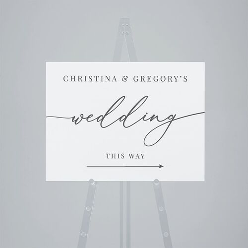 Romantic Calligraphy Standard Direction Sign Medium Silver Standard Outdoor Corrugated M Direction