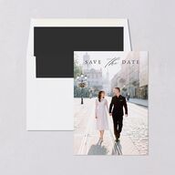 Illustrated Vines Save The Date Cards Charcoal Signature smooth Blank No Standard