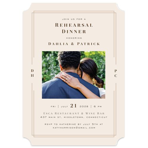 Framed Photo Rehearsal Dinner Invitations Champagne Signature Blank Ticket