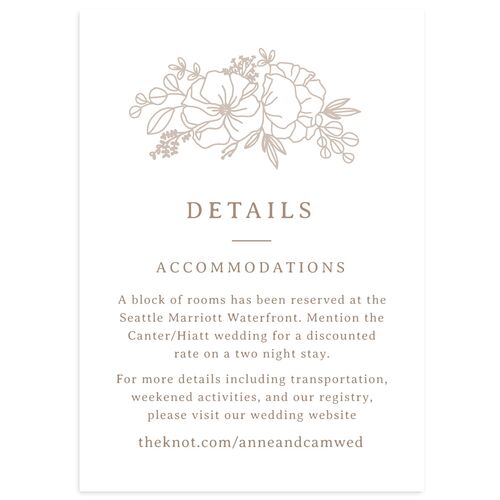 Floral Border Wedding Event Detail Cards Fawn Signature