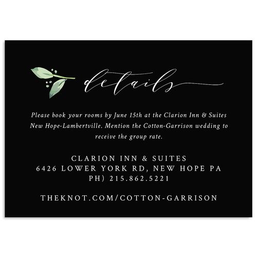 Classic Greenery Wedding Event Detail Cards Midnight Signature Standard