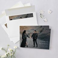 Shimmer Dust Save The Date Cards Gold Dark Emerald Signature smooth Blank No