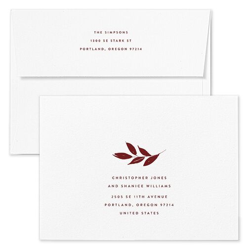 Festive Foliage Holiday Card Envelopes Blue Maroon Recipient Address Standard Signature