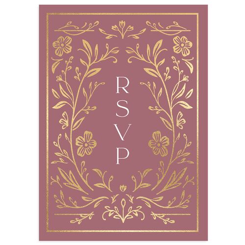 Storybook Filigree Wedding Response Cards Gold Mauve Signature Standard