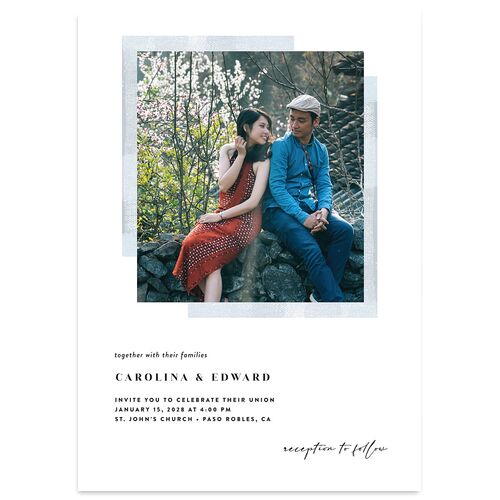 Minimal Accent Wedding Invitation Pale Blue Signature Blank No Standard