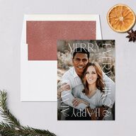 Merry Border Holiday Cards Jewel Red Signature Blank Portrait  Standard