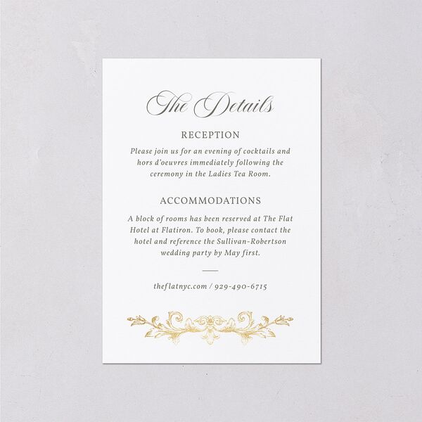 Vintage Regency Monogram Frame Foil Wedding Enclosure Cards Pure White Gold Signature Standard
