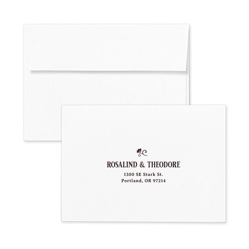 Vintage Storybook Response Card Envelopes Eggplant White Return Address Signature Standard